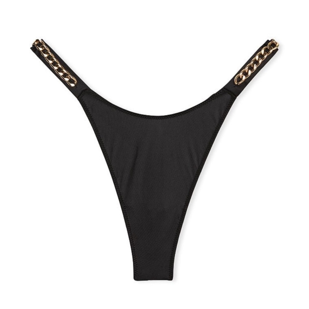 Victoria's Secret Large Black and Gold High-Cut Chain Link Panties BNWT